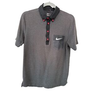 Nike Golf Dri-FIT Sport Polo Shirt Button Down Gray‎ Short Sleeve Pocket